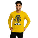Men Printed Full sleeves Cowl Neck Cotton Blend Mustard Yellow T-Shirt