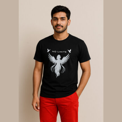 Phoenix Graphic Cotton Blend T-Shirt, Black, Round Neck, Premium Quality