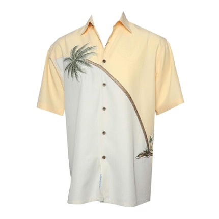 Bamboo Cay Mens Short Sleeve Hurricane Palm Casual Embroidered Woven Shirt