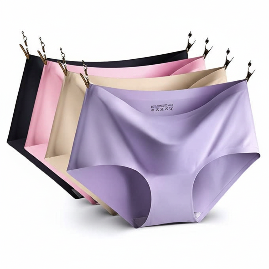 Seamless Comfort Women's Underwear, 4-Pack Mid-Rise Panties in Multi Color Ultra-Soft Breathable Briefs