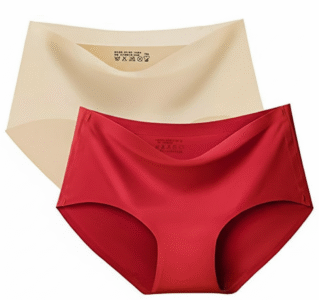 Seamless High Waist Underwear for Women, Ice Silk No Show Panties, Breathable Full Coverage Brief, Pink and Purple, 2-Pack